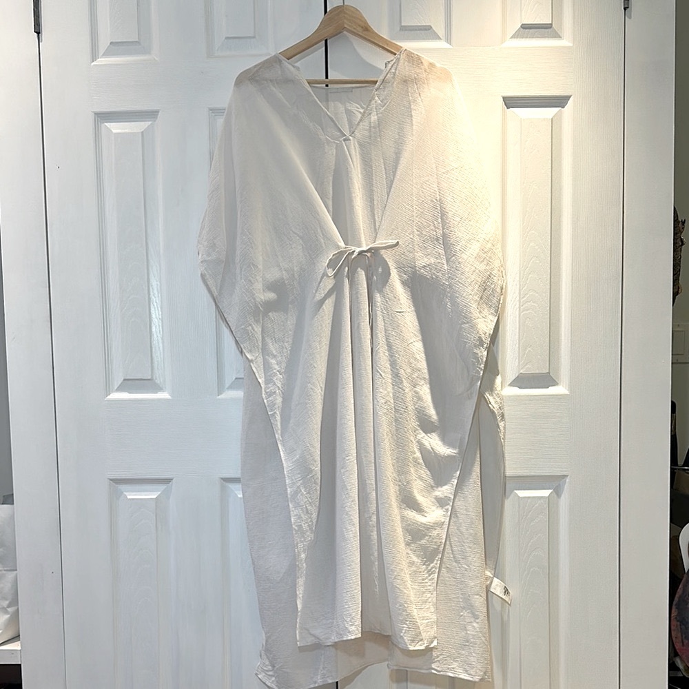 COS Swim Coverup Elegant Sheer White Kaftan Dress